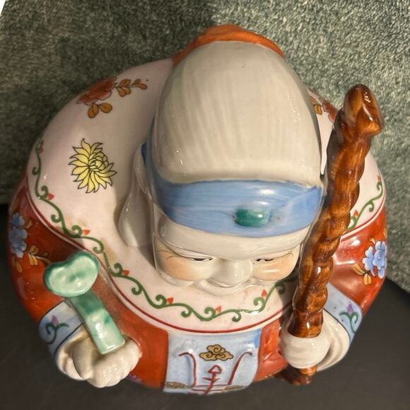 c1950 Chinese Jurojin Large Porcelain Statue God of Luck Prosperity Longevity - Picture 7 of 8